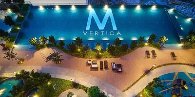an overhead view of a large swimming pool at a resort at M Vertica KL City in Kuala Lumpur