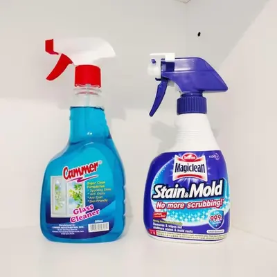 a bottle of cleaner next to a spray bottle of cleaner at Exquisite KL Retreat Pool & Gym High Speed 100MB in Kuala Lumpur
