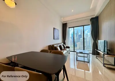 a living room with a couch and a table at The Colony BEST SKY Pool View in Kuala Lumpur