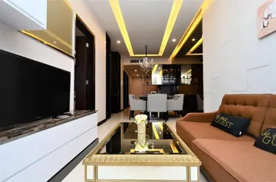 a living room with a couch and a coffee table at The Dorsett Residence Service Suite KL in Kuala Lumpur