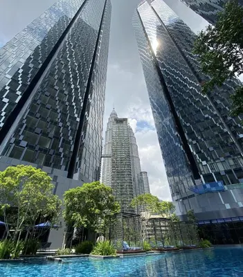 a group of tall buildings in a city at Star Resident KLCC By M&T in Kuala Lumpur