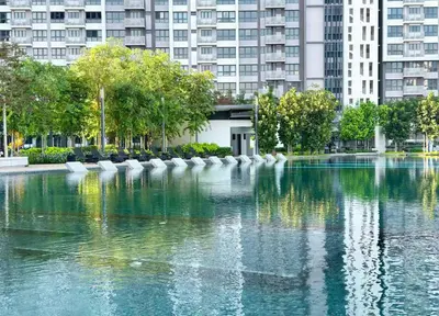 a large body of water in front of a city at MVB36#Bali Style 3 Rooms Family Suite M Vertica Velocity Mall Cheras in Kuala Lumpur
