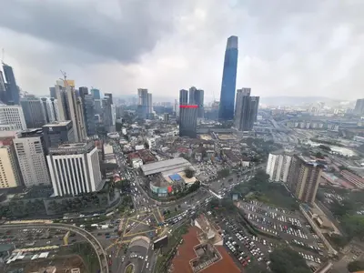 an aerial view of a city with tall buildings at Best Apartment Suite At Times Square KL in Kuala Lumpur