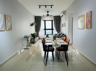 a dining room with a table and chairs in a room at MVA17#Family Suite 8pax 3 Rooms M Vertica Velocity Mall Cheras IKEA Mytown Short Walk to MRT & LRT Maluri in Kuala Lumpur