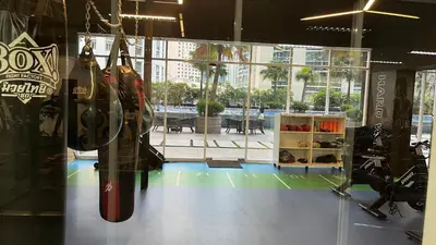 a gym with a skateboard hanging in a room at City Centre KLCC in Kuala Lumpur