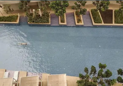 an overhead view of a swimming pool in a building at robertson by katie suites in Kuala Lumpur