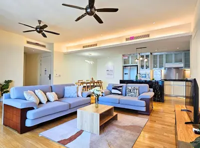 a living room with a couch and a table at St Mary KLCC Luxury 3BR High End Residence 7min Walk to Pavilion and Bukit Bintang by Cloud Host in Kuala Lumpur