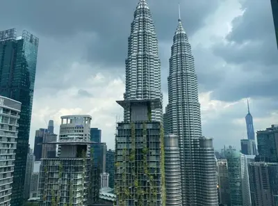 a view of the petronas twin towers in a city at Star Xtian Residence KLCC in Kuala Lumpur