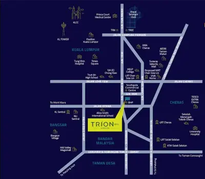 a map of the titon arena at trion2 Kuala lumper near KLCC TRX bukit bin tang in Kuala Lumpur