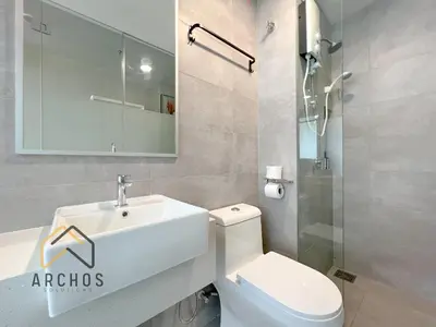 a white bathroom with a sink and a toilet at Riveria City Kuala Lumpur Sentral by Archos in Kuala Lumpur