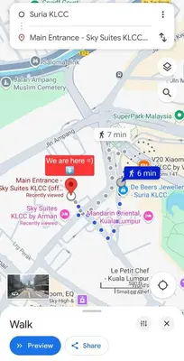 a map of the way tokyosky shuttle at Apartment Sky by MonoSuites KLCC in Kuala Lumpur