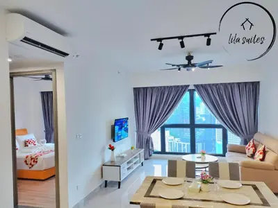 a living room with a plane on the ceiling at Lila Suites Agile, Bukit Bintang ,KLCC in Kuala Lumpur