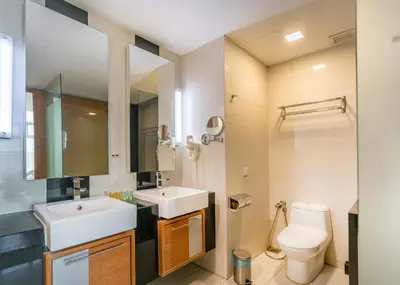 a bathroom with a sink and a toilet at Dua Sentral 2km to KL Sentral in Kuala Lumpur