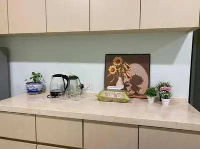 a kitchen counter with potted plants on top of it at Ampang 4-5 pax in Ampang Point in Ampang