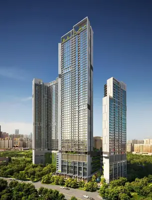 a rendering of a tall building in a city at Agile Signature Suites KL in Kuala Lumpur