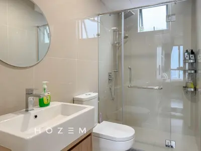 a bathroom with a toilet and a sink and a shower at 3BR3B Hozem KL4523 Apartment Segambut in Kuala Lumpur
