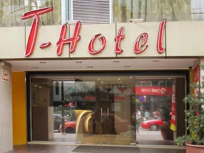 a store front with a sign for a hotel at T-Hotel Bukit Bintang in Kuala Lumpur