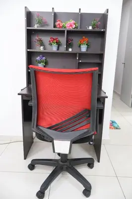 an office chair in front of a desk with potted plants at Cozy kenwingston Platz KL 2-5 pax 2BR&2BR genting view parkin netflix 3802 in Kuala Lumpur