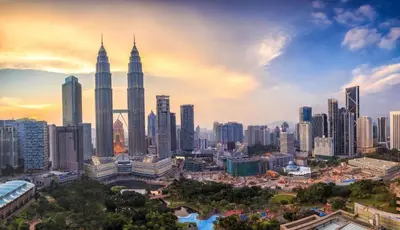 a skyline of a city with tall buildings at OYO 1045 Azimuth Hotel in Kuala Lumpur