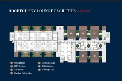 a floor plan of a large building with landscaping at Neu Suites By Cozy Unit L30RB 2PAX near KLCC & Jelatek LRT in Kuala Lumpur