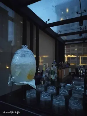 a large fish bowl sitting on a counter in a room at STAY WITH DAy CAUCON in Kuala Lumpur