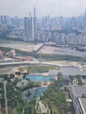 an aerial view of a city with tall buildings at Cheras MRT KLCC View Home by DefineSuite in Kuala Lumpur