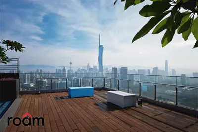 a view of the city from the roof of a building at The Riv, Riveria City KL Sentral in Kuala Lumpur