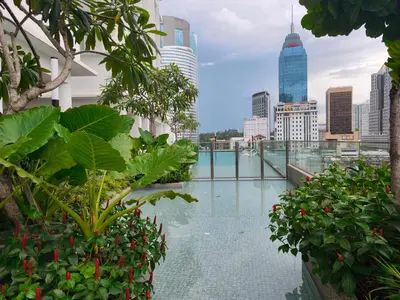 a view of the city from the roof of a building at Quill Residences KLCC, Fortune in Kuala Lumpur