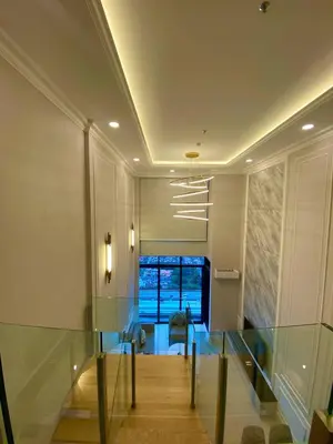 an office with a glass table and a window at Societe by Bamboo Hospitality in Kuala Lumpur