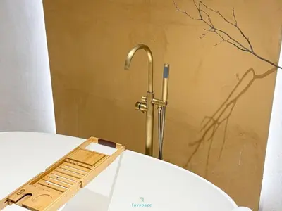 a metal faucet sitting on top of a toilet at Japandi Studio w Bathtub - Linked to Quill City Mall in Kuala Lumpur
