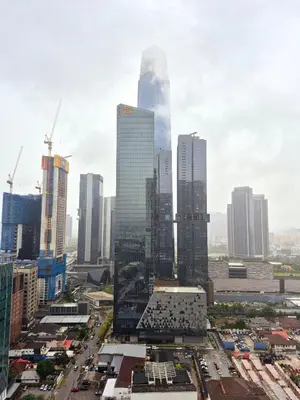 a city skyline with skyscrapers in a city at Agile Kuala Lumpur 4min TRX Pavillion #P8 in Kuala Lumpur