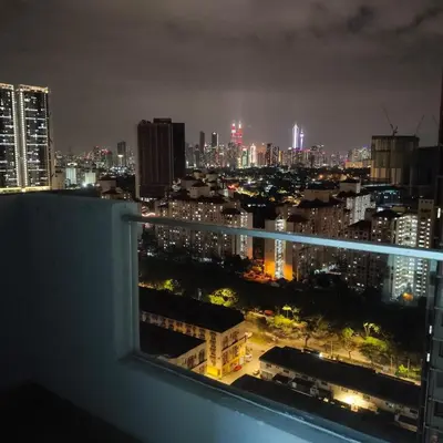a view of a city skyline at night at One Bedroom Apartment at Kuala Lumpur in Kuala Lumpur