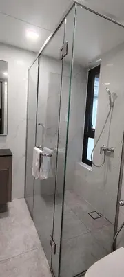 a bathroom with a shower with a glass door at KLCC Agile Residences By Bukit Bentang Pevilion With Trx in Kuala Lumpur