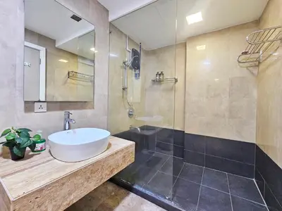 a bathroom with a sink and a shower at Bukit Bintang Fairlane Residence #199 KL TRX Pavilion in Kuala Lumpur