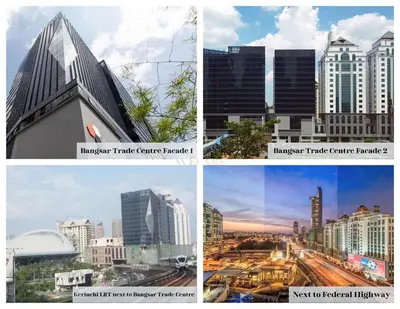 four different pictures of a city with buildings at The Benton - Bangsar Trade Centre in Kuala Lumpur