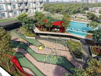 an aerial view of a playground with a water park at Vista Sentul WIFI AnDroidTV 8KM to KLCC in Kuala Lumpur