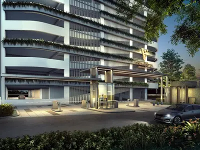 a rendering of a building with a car parked in front at Vista Sentul WIFI AnDroidTV 8KM to KLCC in Kuala Lumpur