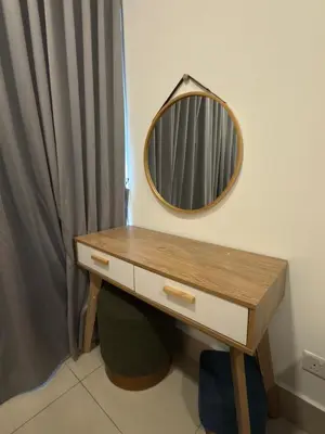 a dressing table with a mirror on a wall at Razak Residence KL Area Cozy & Simple RC B2 18 in Kuala Lumpur