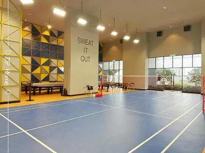 an indoor tennis court with a ping pong table at 5 STAR Homestay 3R3B KL View Trion TRX Velocity in Kuala Lumpur