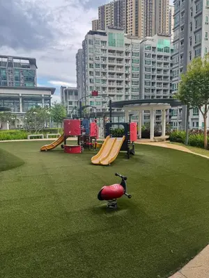 a park with a playground with slides and play equipment at Sunway Velocity in Kuala Lumpur