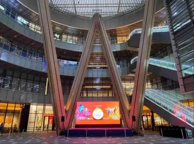 a stage in front of a building at BEST 4-5pax KL Amazing View SkyPool Bukit Bintang in Kuala Lumpur