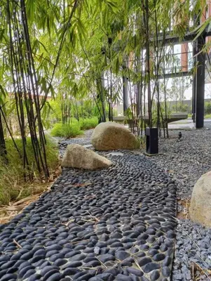 a walkway with rocks and trees in a park at BEST 4-5pax KL Amazing View SkyPool Bukit Bintang in Kuala Lumpur