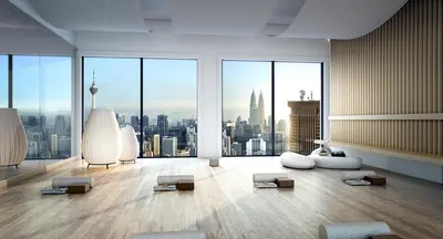 a large living room with a view of a city at Lucentia Residences by Luxe Suites in Bukit Bintang KLCC! in Kuala Lumpur