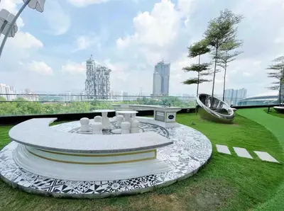 a rendering of a fountain in a park at 2BR 4PAX Stylish Duplex ARTE Mont Kiara in Kuala Lumpur