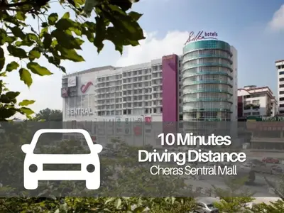a sign with a car in front of a building at Seeds Hotel Cheras Permaisuri in Kuala Lumpur
