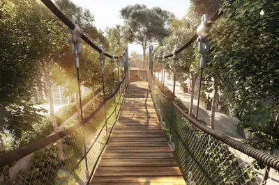 a suspension bridge in a park with trees at Trion Kuala Lumpur For KLCC view BLOCK C in Kuala Lumpur