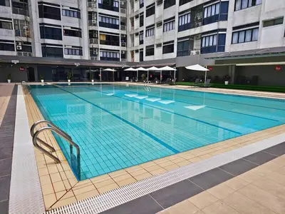 a large swimming pool in front of a building at Fahrenheit 88 - Bukit Bintang in Kuala Lumpur