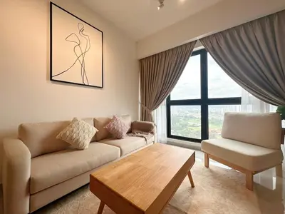 a living room with a couch and a table at Agile Bukit Bintang TRX KL by Lilbean Space - 2B1R in Kuala Lumpur