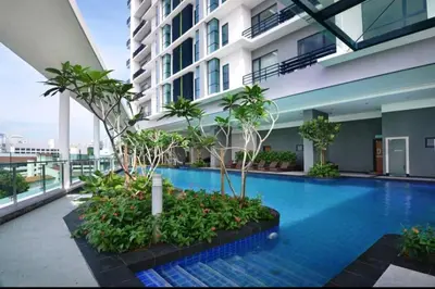 a swimming pool in the middle of a building at 08-3 Sweet Home-Casa Residency 3R 2B City View in Kuala Lumpur