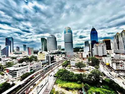 a view of a city with skyscrapers at Majestic Suites KLCC in Kuala Lumpur